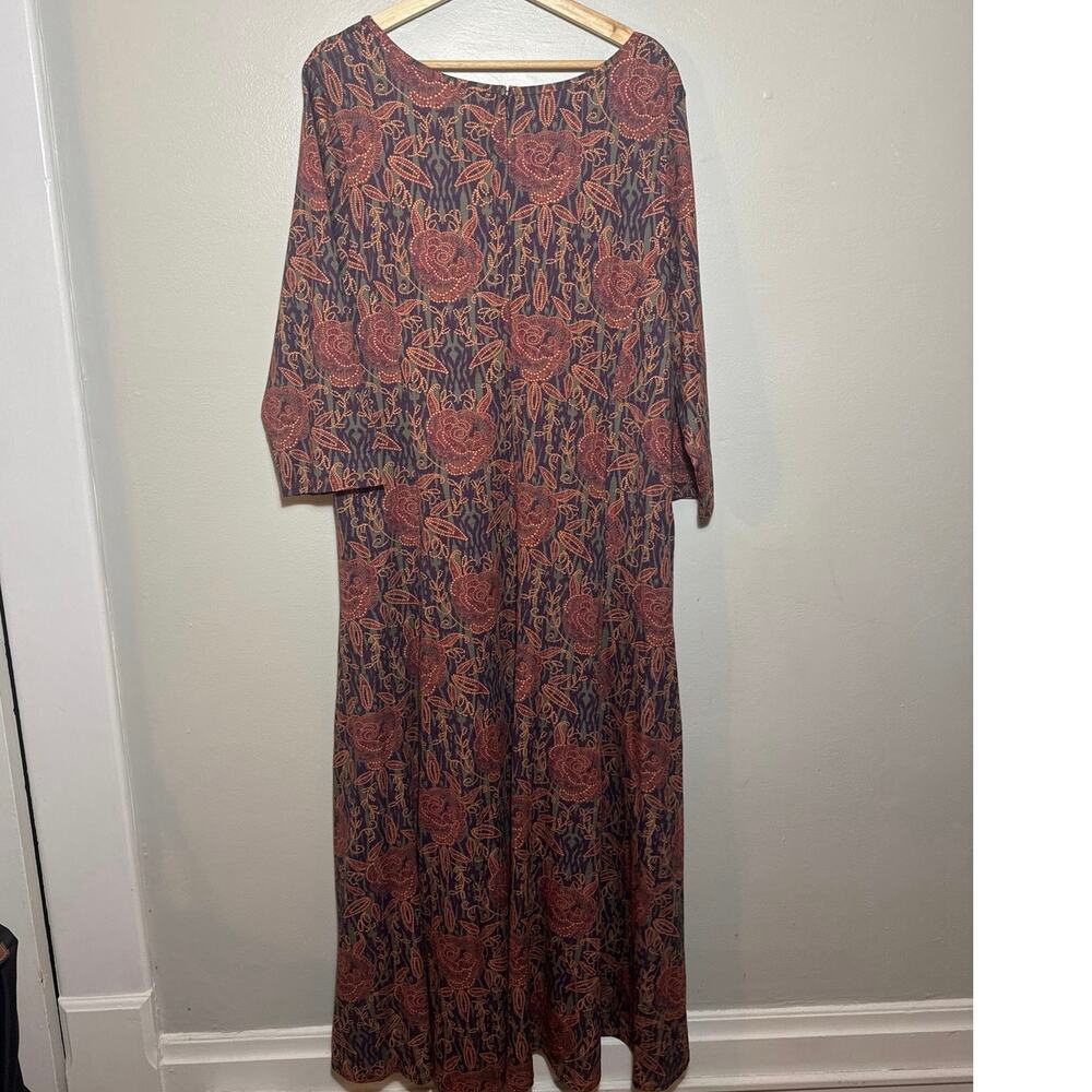Women's Size 2X Soft Surroundings Alcott Floral Maxi Dress 3/4 Sleeve Scoop Neck - Picture 5 of 9